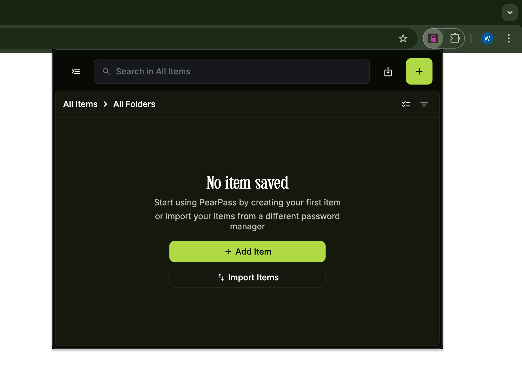 Add a new item in the browser extension