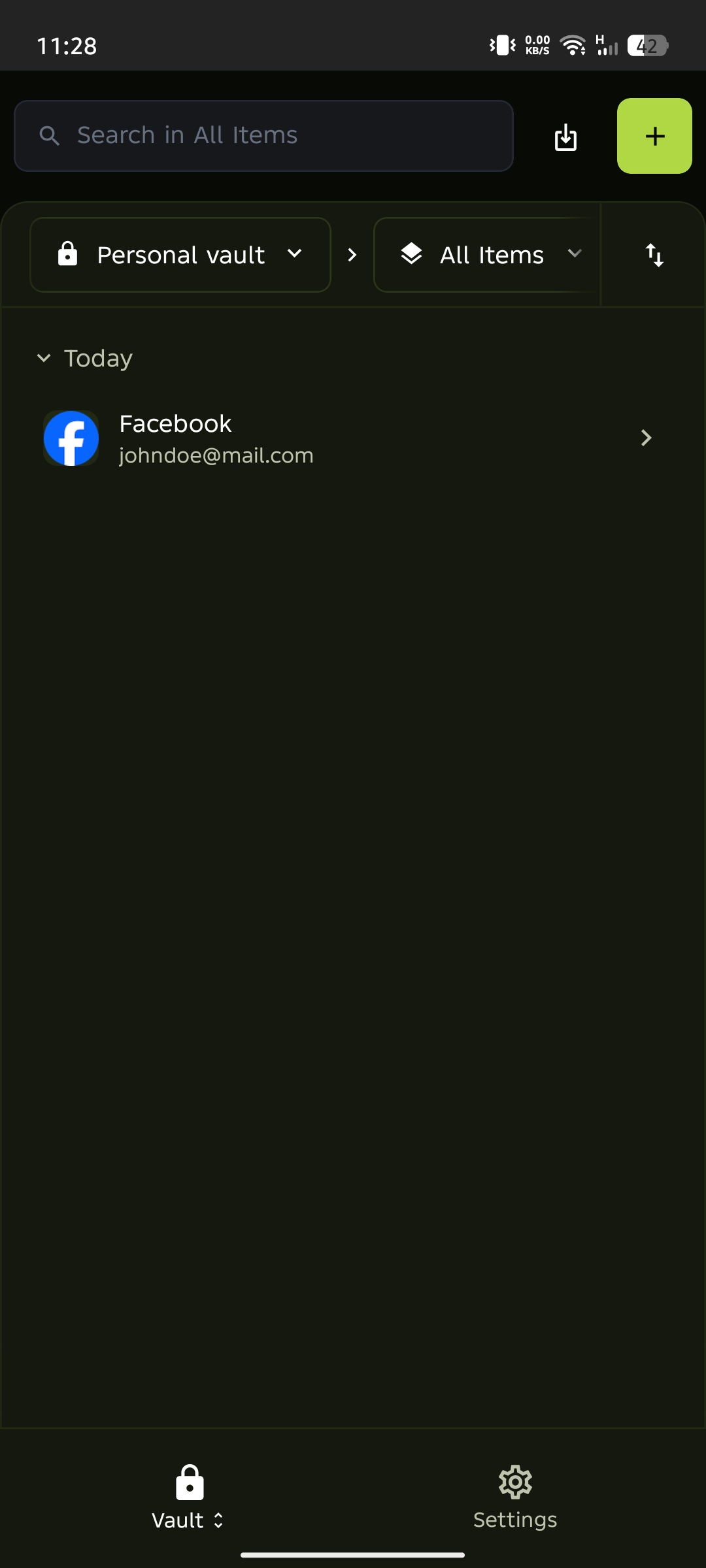 Mobile vault list